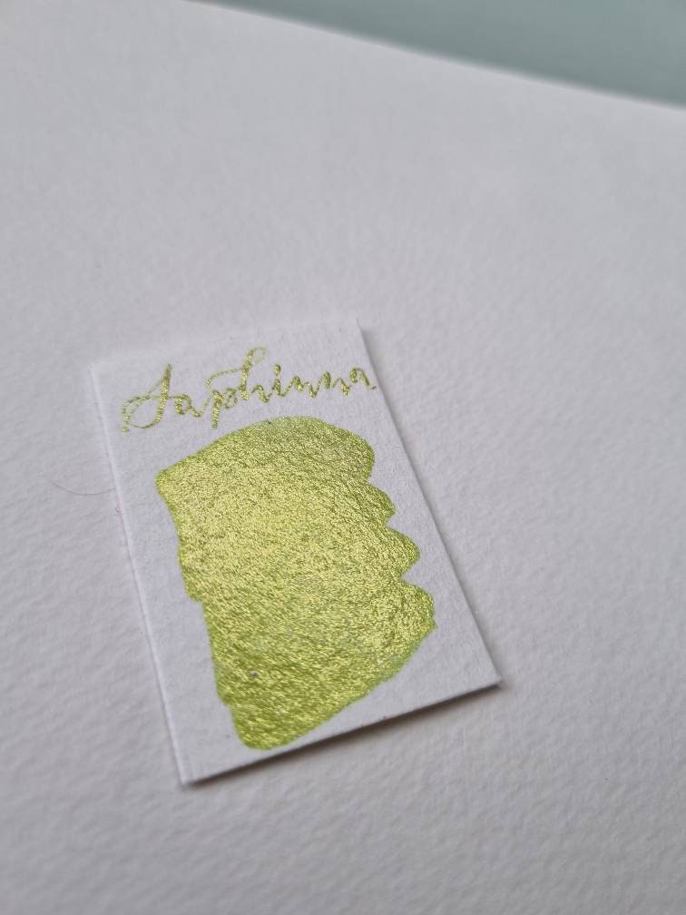 Handmade Glitter Watercolour Paint | Iridescent Lime Green, Vegan Half Pan