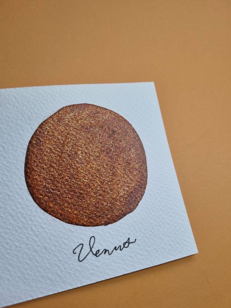 Handmade Iridescent Watercolor Paint | Venus Orange Gold Chrome | Venus