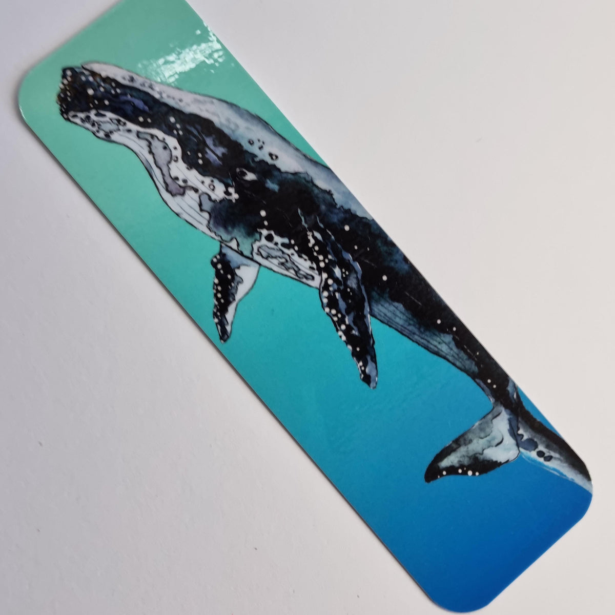 Whale Watercolor Art Print Bookmark | Laminated, Double Sided