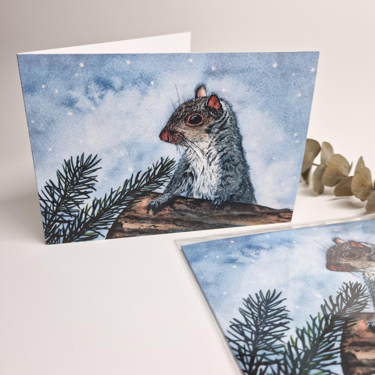 Whimsical Luxury Squirrel Christmas Card | Adorable Xmas Greeting | Nature-Inspired Art | card for Dad