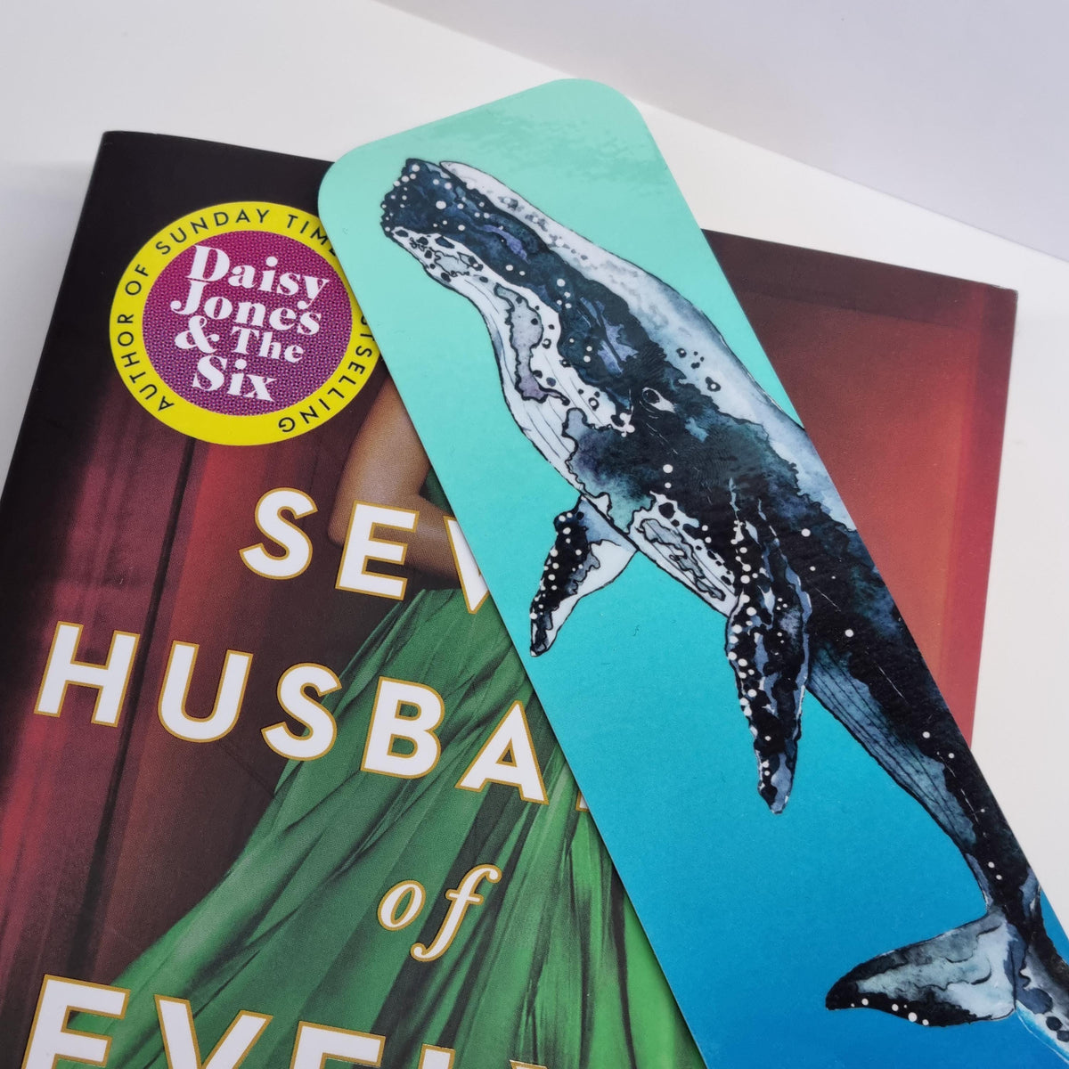 Whale Watercolor Art Print Bookmark | Laminated, Double Sided