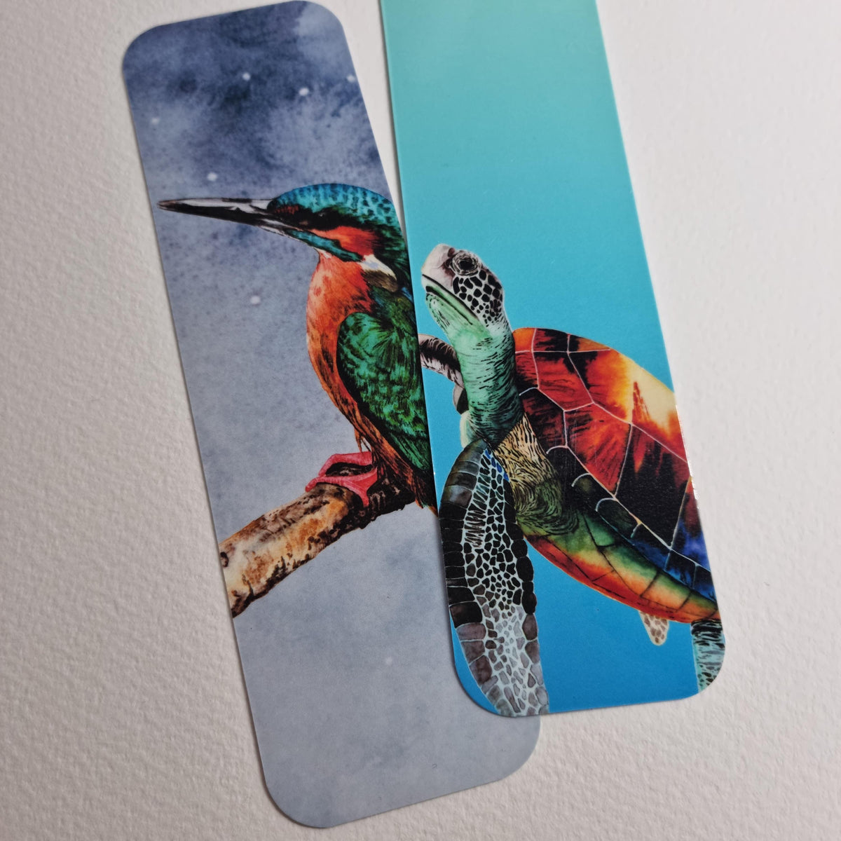 Handmade art print bookmark | watercolour nature bookmark | laminated double sided | wildlife realise turtle