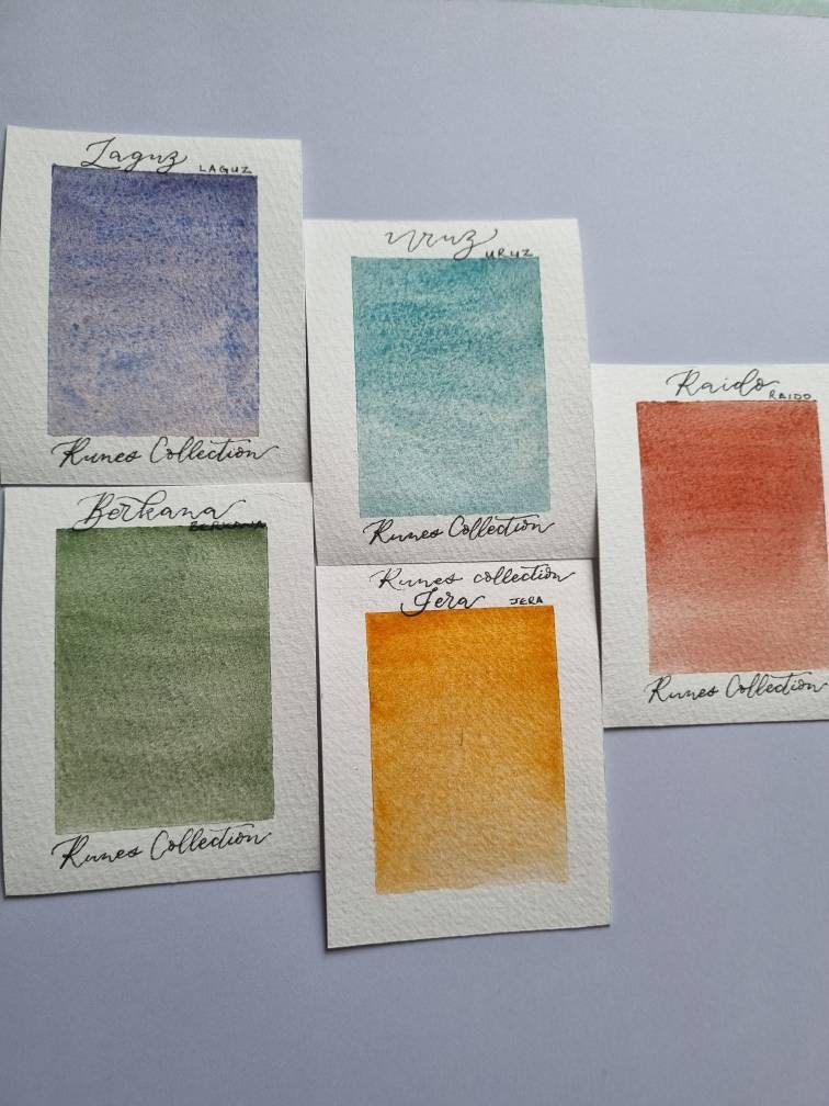 Handmade vegan watercolour paint | granulating orange yellow | Jera Runes collection