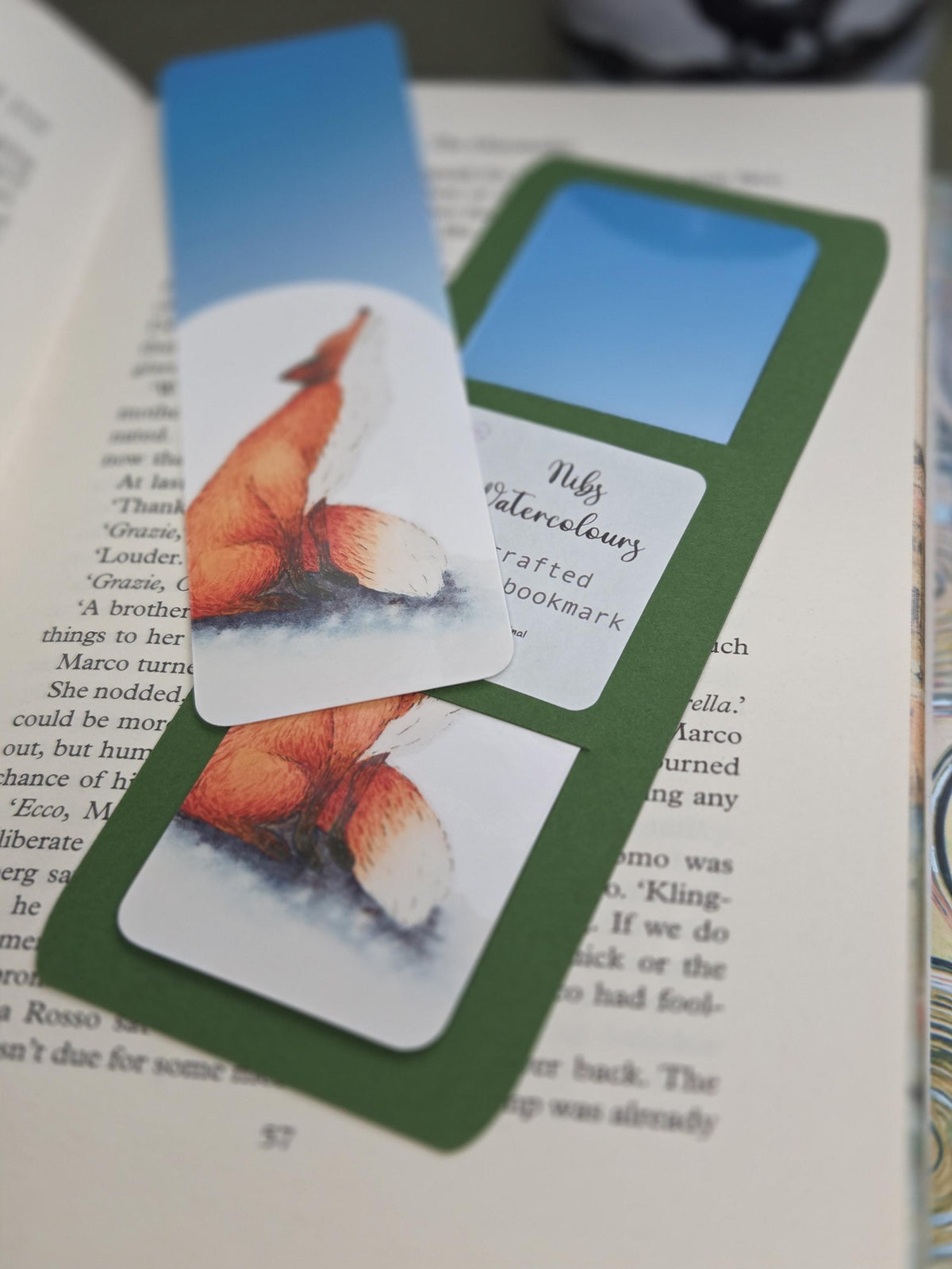 Handmade art print bookmark | watercolour nature bookmark | laminated double sided | wildlife fox