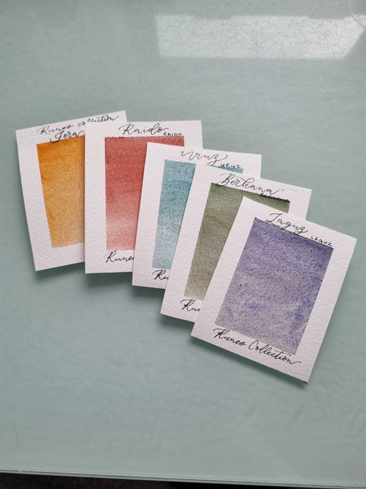 Handmade vegan watercolour paint | blue turquoise granulating | uruz - Runes collection