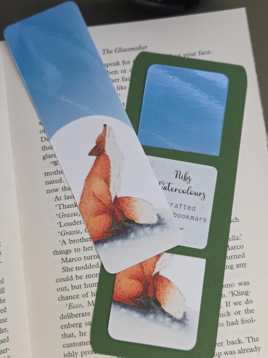 Handmade art print bookmark | watercolour nature bookmark | laminated double sided | wildlife fox