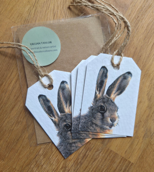 Set of 4 gift tags: Leveret (hare)