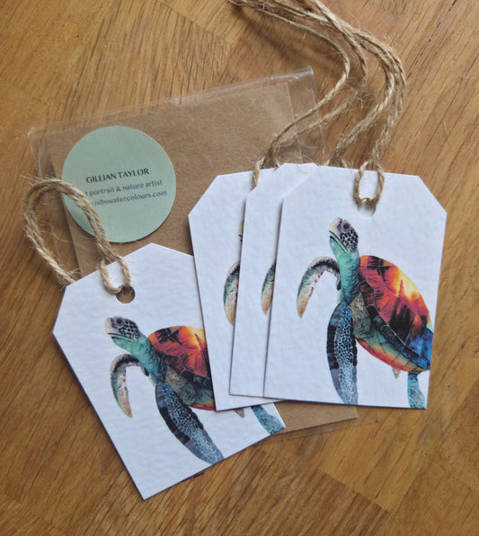 Set of 4 gift tags: Turtle