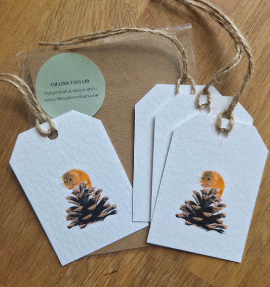 Set of 4 gift tags: Field Mouse